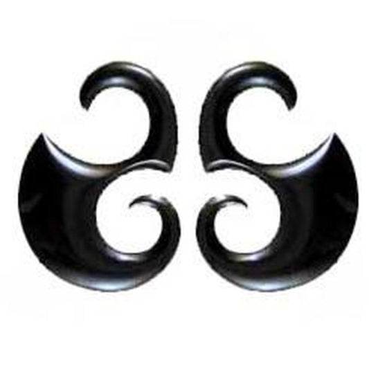 Dangle Gage Earrings | Gauge Earrings :|: Borneo Curve, black. 4 gauge earrings.