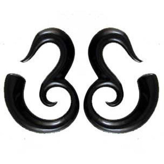 Unisex Gauged Earrings and Organic Jewelry | Organic Body Jewelry :|: Mandalay Spirals. Horn 0g, Organic Body Jewelry. | Gauges