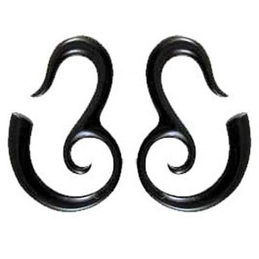 For stretched ears Horn Jewelry | Body Jewelry :|: Black 2 gauge earrings