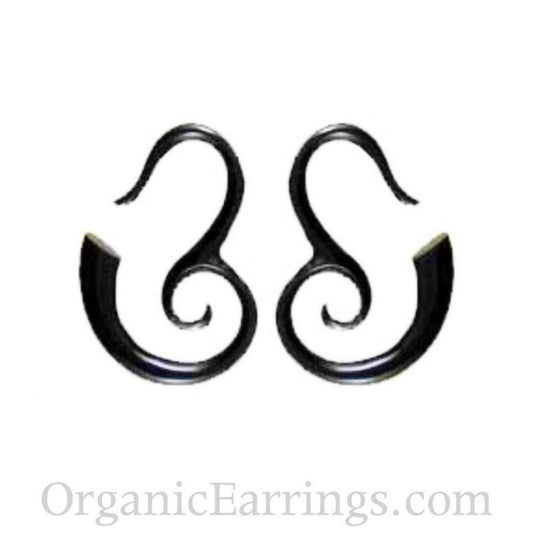 Borneo Horn Jewelry | Gauges :|: Black 8 gauge earrings