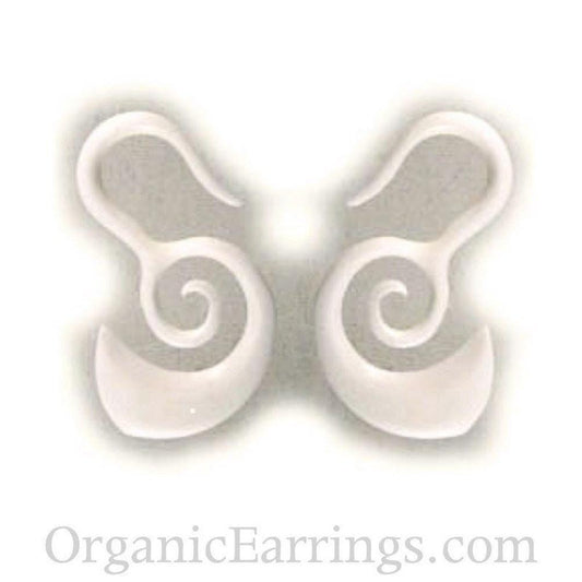 Spiral Gauged Earrings and Organic Jewelry | 10 Gauge Earrings :|: Borneo Spirals. Bone 10g, Organic Body Jewelry. | Piercing Jewelry