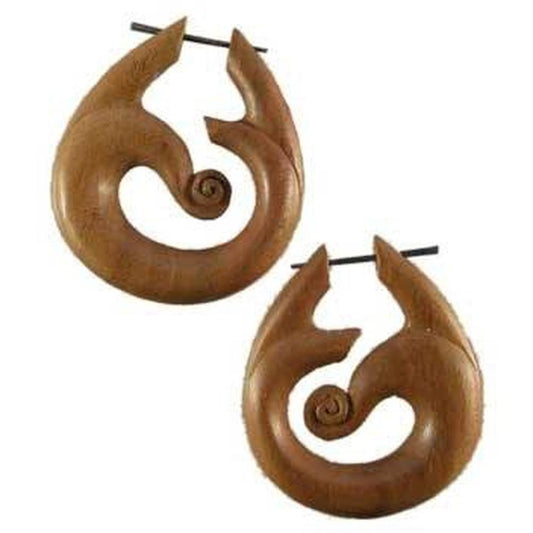 Nature inspired Wooden Earrings | Natural Jewelry :|: Tribal Wind. Wooden Earrings. Hibiscus Wood Jewelry. | Wooden Earrings