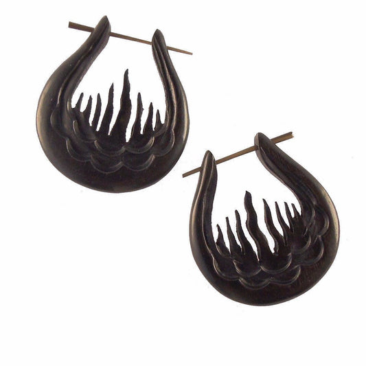 Big Natural Jewelry | Sacred fire, Black Wooden Earrings