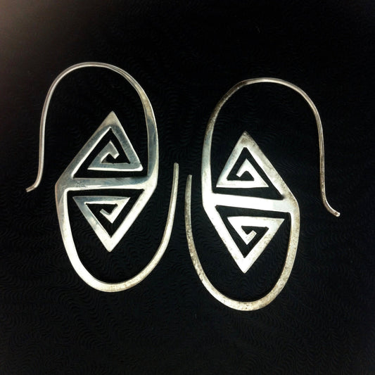 Triangle Hawaiian Island Jewelry | Tribal Earrings :|: Tangier. sterling silver, 925 tribal earrings.
