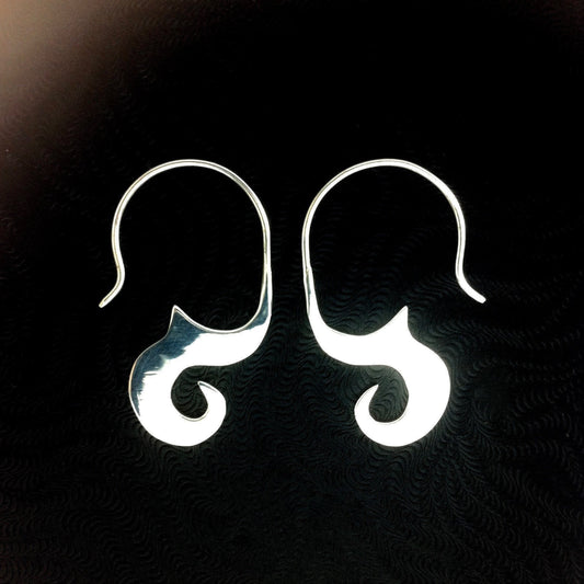 Boho Tribal Silver Earrings | Tribal Earrings :|: Delicate earrings. sterling silver, 925 tribal earrings. | Tribal Silver Earrings
