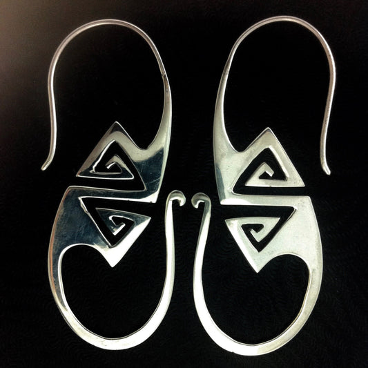 Sterling silver Hawaiian Island Jewelry | Tribal Earrings :|: Zimbabwe. sterling silver, 925 tribal earrings.