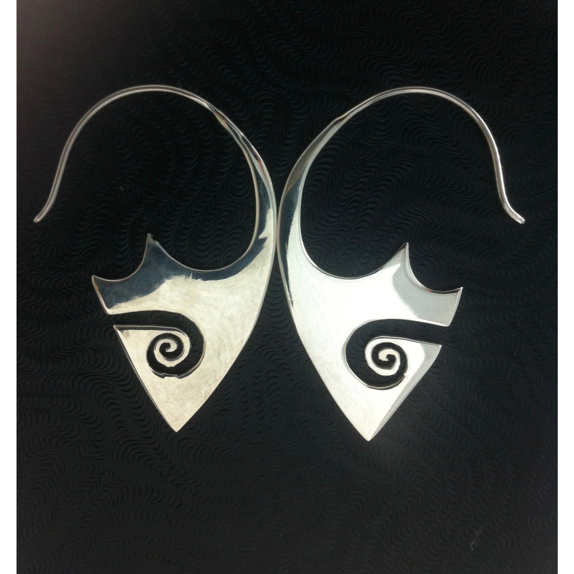 Tribal Earrings :|: Zuni. sterling silver with copper highlights earrings. | Tribal Silver Earrings