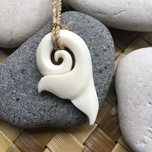 Boys Bone Necklaces | whale tail necklace. Hawaii spiral.
