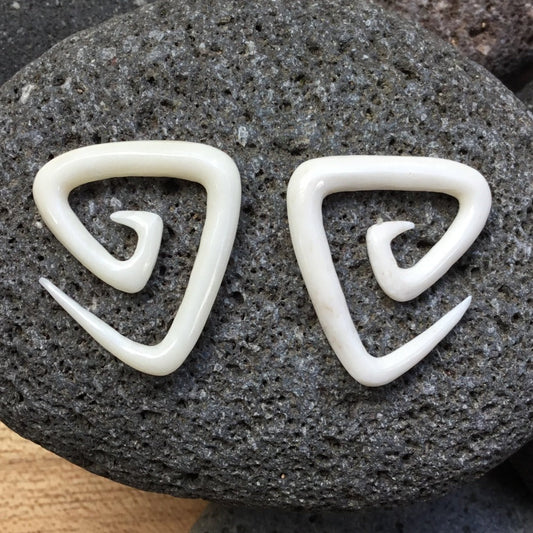Bone Gage Earrings | white body jewelry, 4 gauge