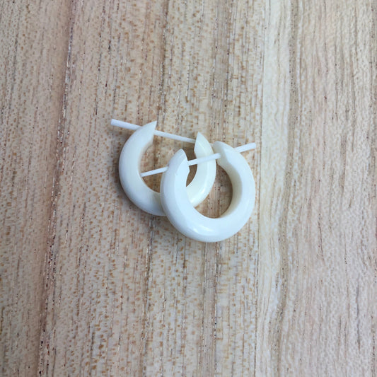 Guys Stick and Stirrup Earrings | white hoop earrings