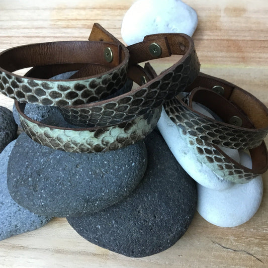 Reptile leather Snakeskin Bracelet | Womens snakeskin bracelet.