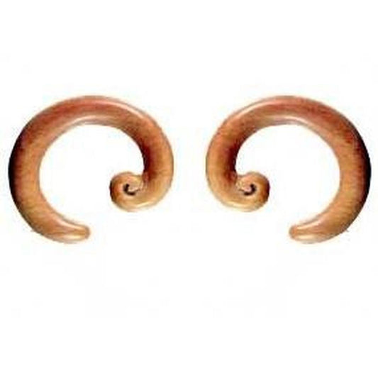 2g Wood Body Jewelry | Body Jewelry :|: Spiral Hoop. Fruit Wood 2g gauge earrings.