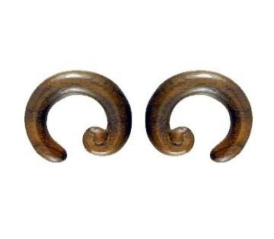 Stretcher earrings All Wood Earrings | 00 Gauge Earrings :|: Spiral Hoop. Rosewood 00g, Organic Body Jewelry. | Wood Body Jewelry