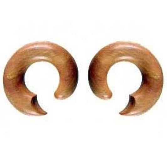 Hoop Tribal Body Jewelry | 00 Gauge Earrings :|: Talon Hoop. Sapote Wood 00g, Organic Body Jewelry. | Wood Body Jewelry
