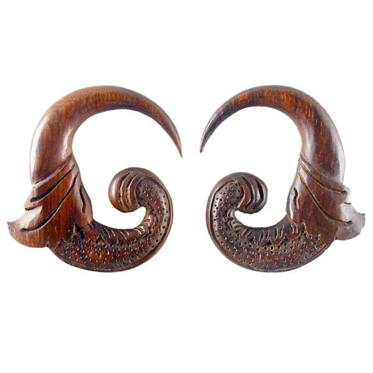 Spiral All Wood Earrings | Gauge Earrings :|: Nectar. Tropical Wood 0g gauge earrings.