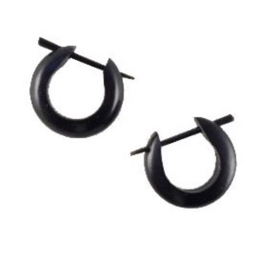 Hippie Jewelry | Black Earrings :|: Basic Medium Hoops, Black Wood Earrings.