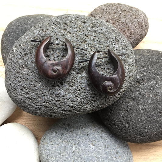 For sensitive ears Hawaiian Island Jewelry | rosewood handmade earrings.