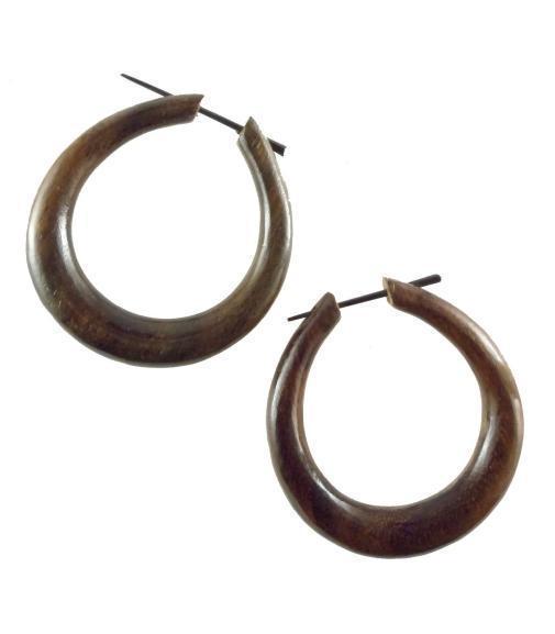 Round Hoop Earrings | Wood Jewelry :|: Mana Hoop. Wood Hoop Earrings. Rosewood Jewelry. | Wooden Hoop Earrings