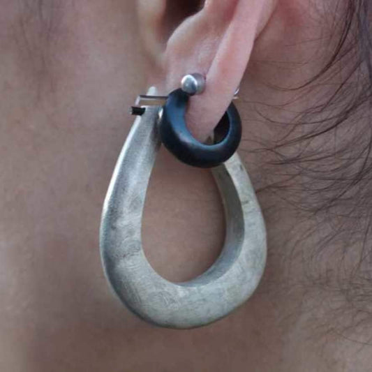 Drop Wooden Hoop Earrings | tribal hoop earrings, wood. metal-free