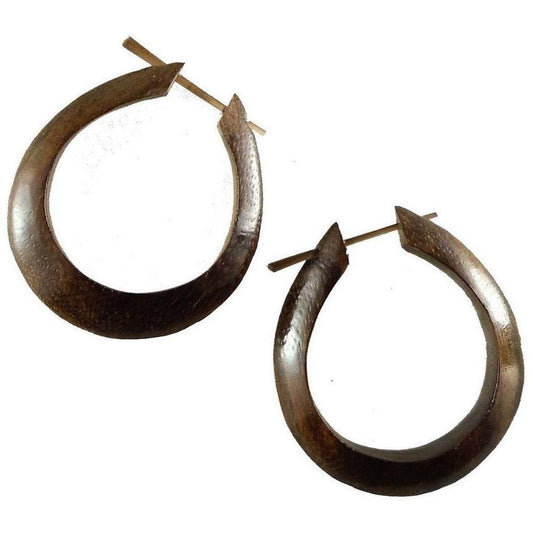 Brown Wooden Hoop Earrings | wood hoop earrings