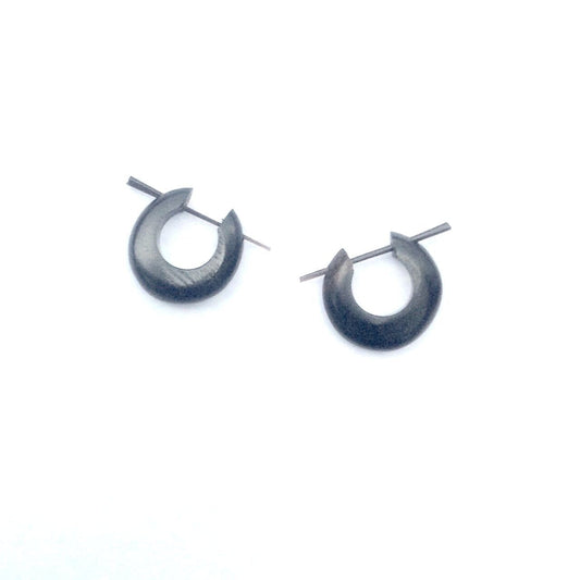 wooden hoop earrings, small, black.