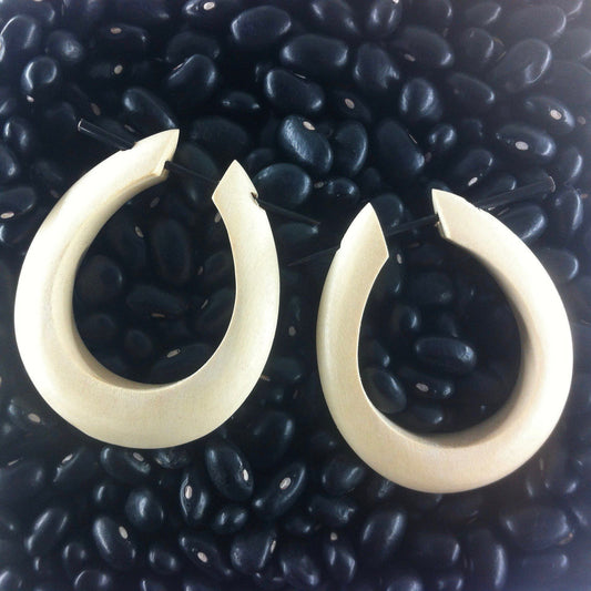 Ivory Wooden Hoop Earrings | light metal free wood hoop earrings