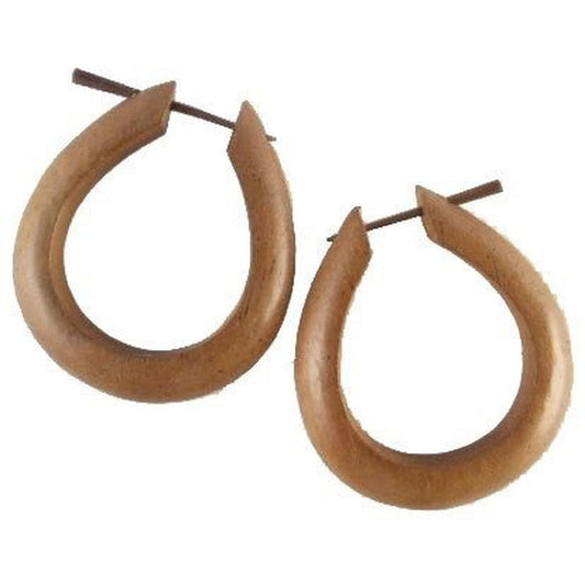Hibiscus  Wooden Hoop Earrings | hoop earrings, wood. Metal-free. tribal hippie