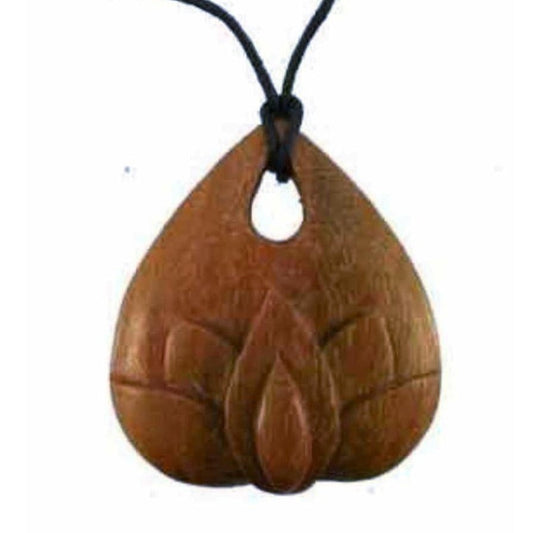 Wooden Lotus Jewelry | lotus blossom necklace, wood.