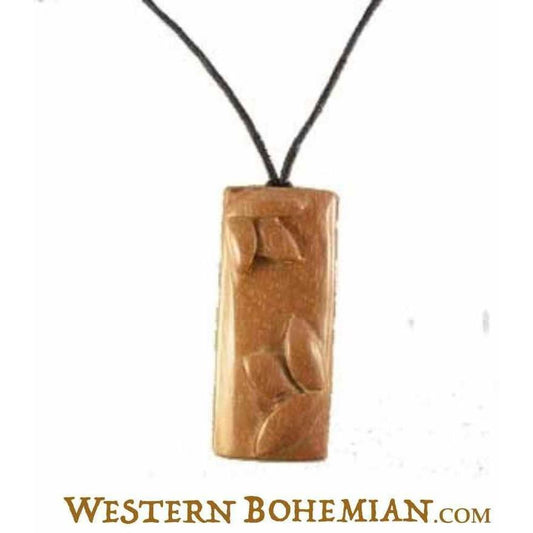 Pendant Carved Jewelry and Earrings | Wood Jewelry :|: Bamboo. Wood Necklace. 