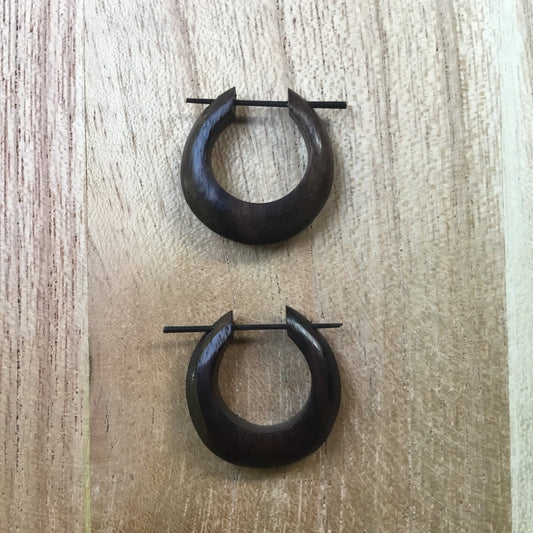 20g Wood Hoop Earrings | wood post earrings.