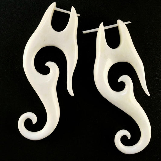 long white boho earrings