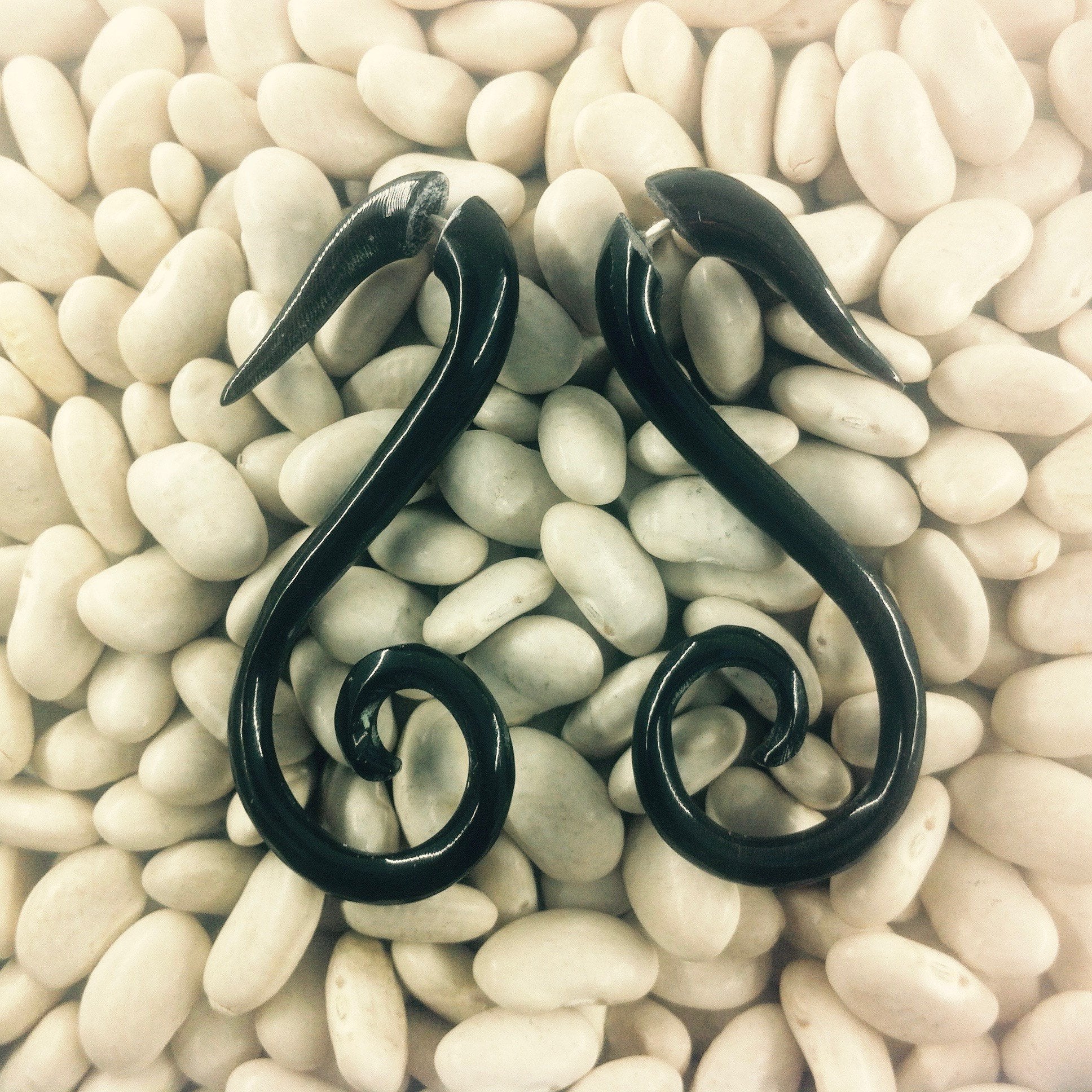 Fake Gauges :|: Drop Spiral. Tribal Earrings. Horn Jewelry. | Tribal Earrings