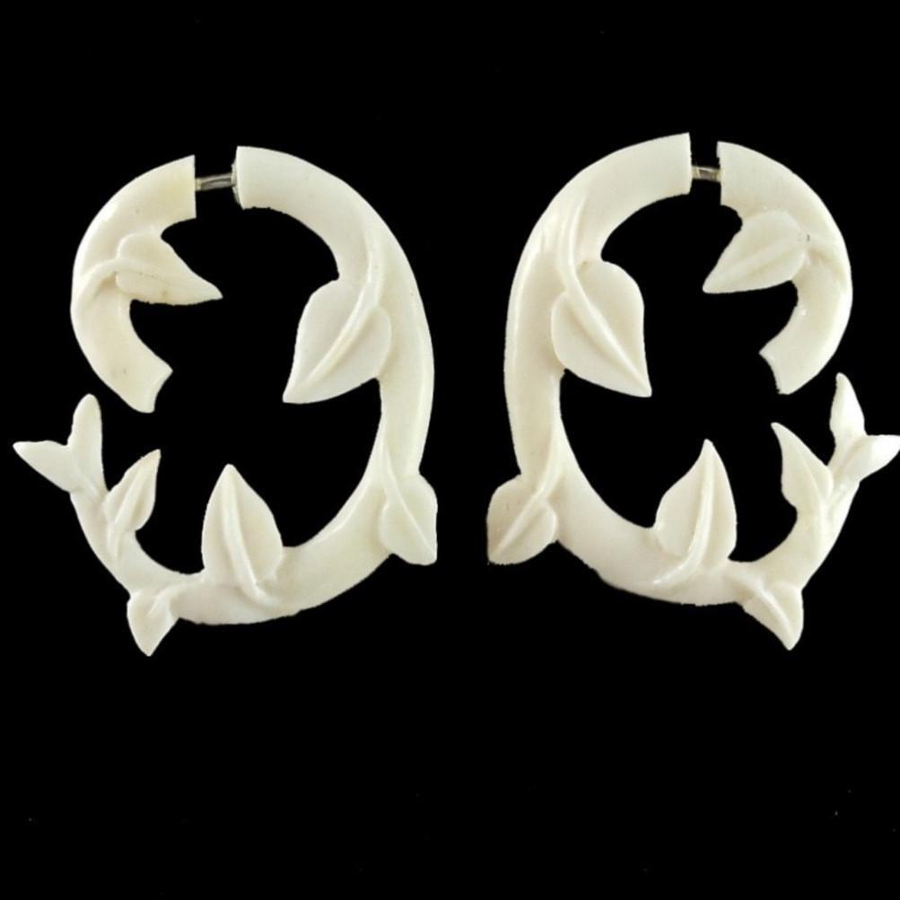 Tribal Earrings :|: Ivy. Bone Fake Gauges 