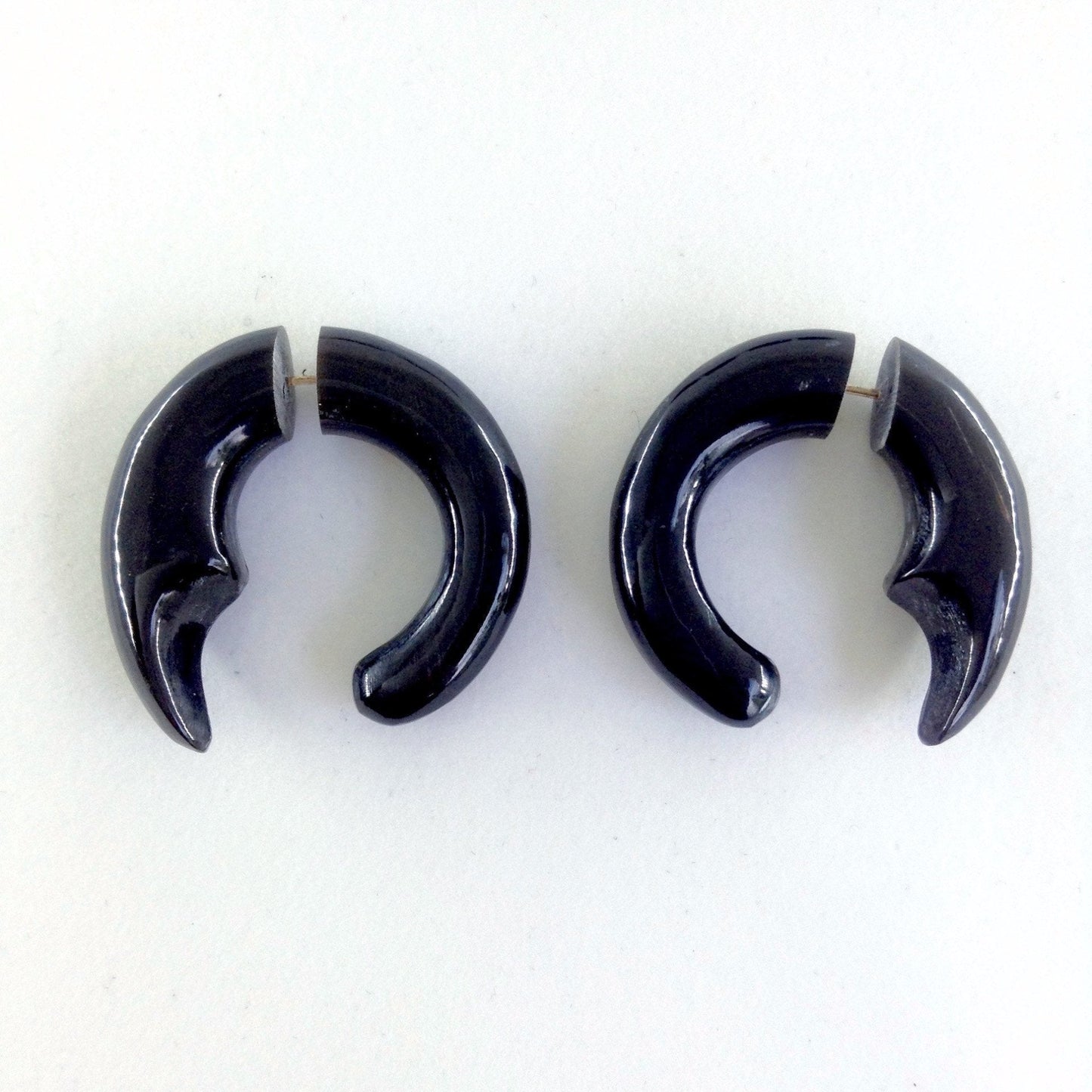 Fake Gauges :|: Talon Hoop2.Tribal Earrings. Horn Jewelry. | Tribal Earrings