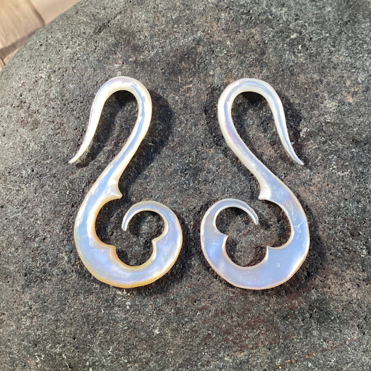 French Hook. mother of pearl 8g, Organic Body Jewelry.