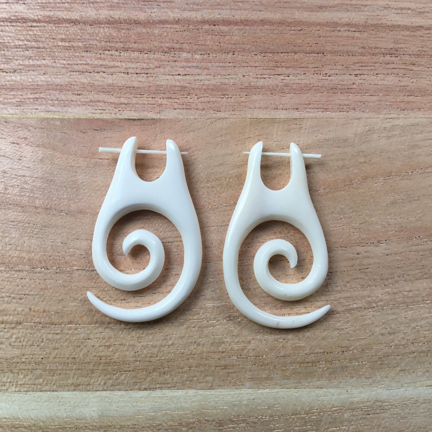 tribal earrings, spiral.