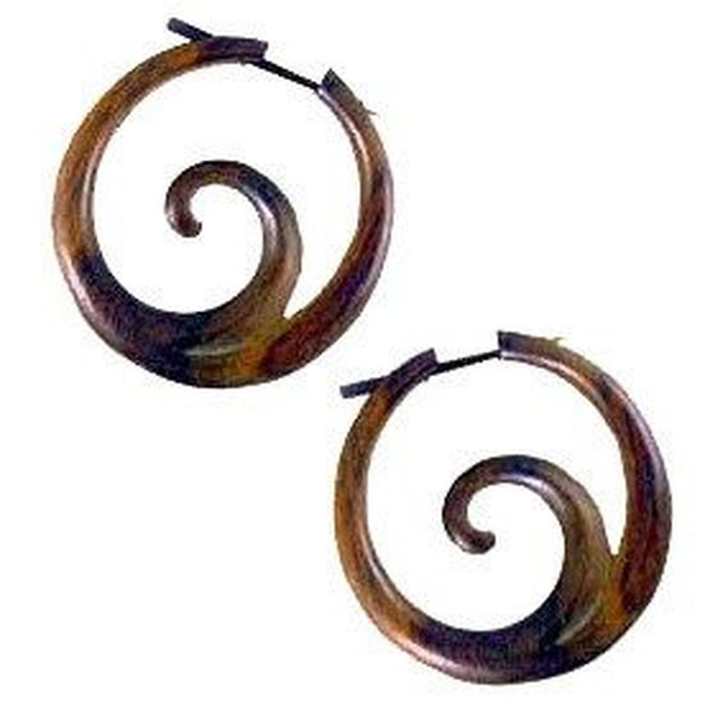 Wood Jewelry :|: Ocean Hoop, Rosewood. Spiral wood hoop earrings. | Spiral Earrings