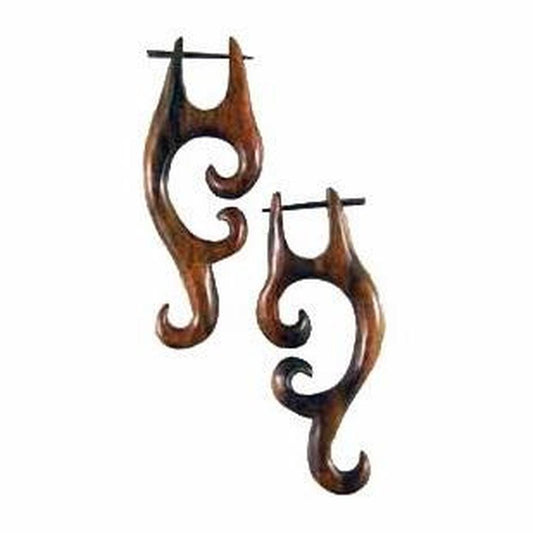 Carved Wood Earrings | Island Jewelry :|: Artemis. Wooden Earrings. 