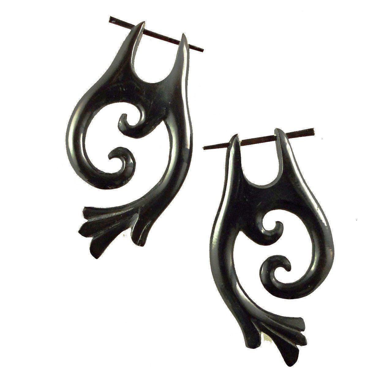 Black Spiral Earrings