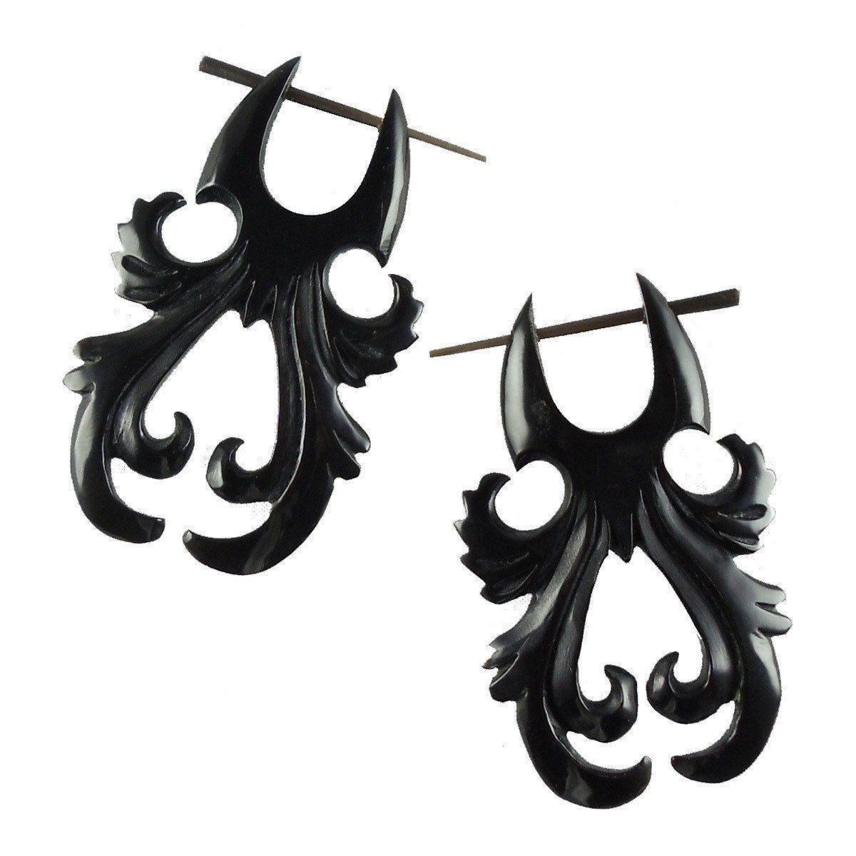 Natural Jewelry :|: Dawn Steam. Horn Earrings, 1 inch W x 1 3/4 inch L. | Tribal Earrings