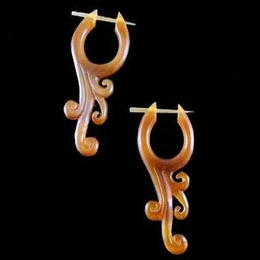 Horn Jewelry :|: Vine. Amber Horn. Tribal Earrings. | Amber Horn Earrings