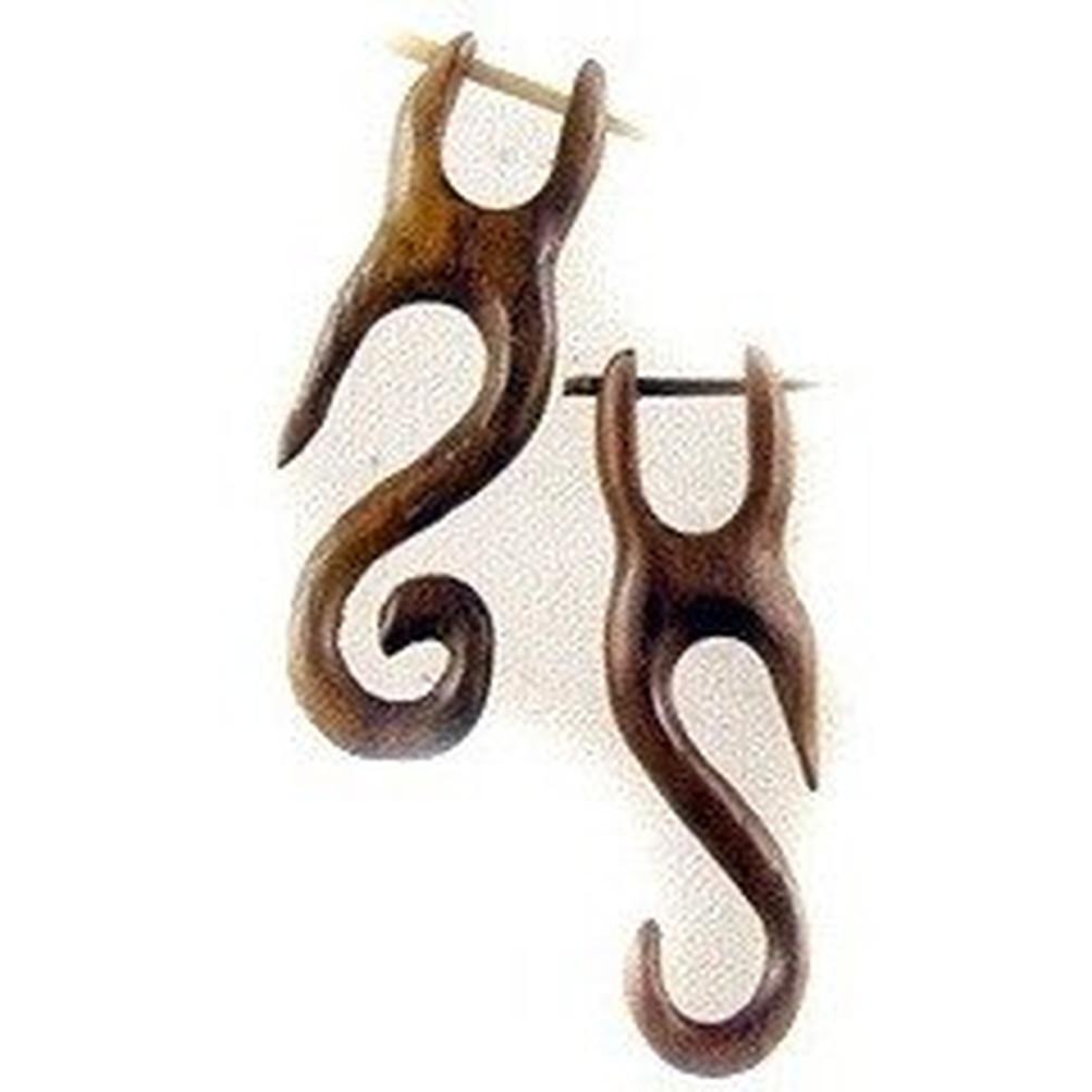 Natural Jewelry :|: Yogi. (off-size) rosewood earrings. | Wooden Earrings