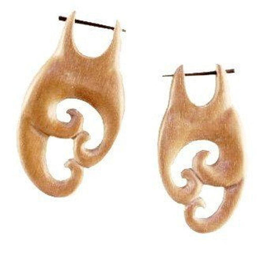 Brown Tribal Earrings | Spiral Jewelry :|: New Zealand Style. Tribal Earrings. Natural.
