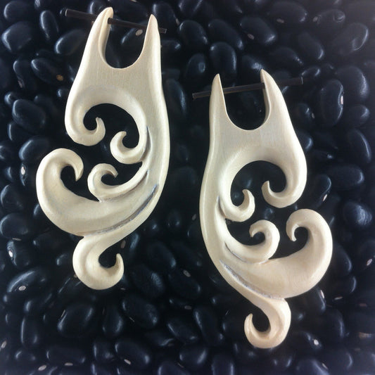 Bentawas Spiral Earrings | Natural Jewelry :|: Spectral Swirl. Silken Ivorywood. Wooden Earrings & Jewelry. Handmade. | Wooden Earrings