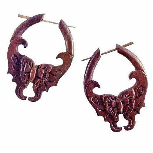 Wood hoop earrings Wood Earrings | Dark Butterfly Earrings. 