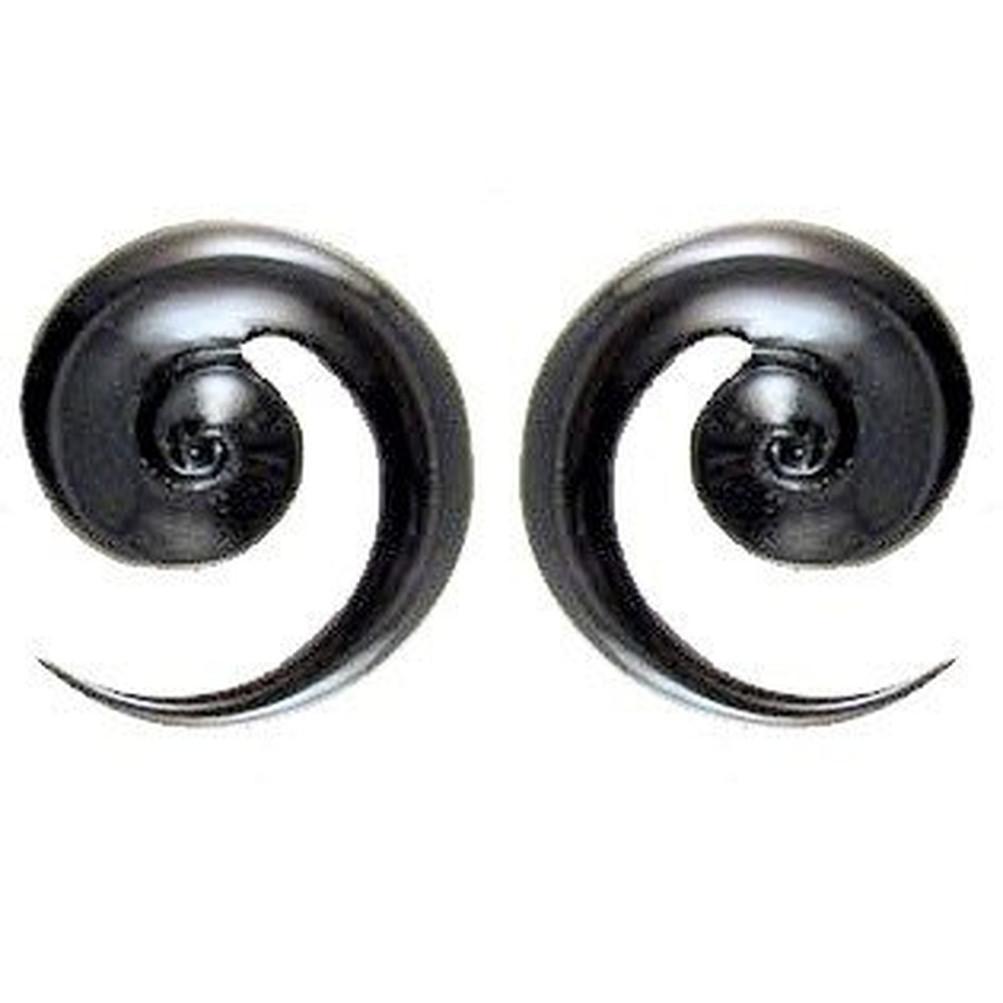 0 gauge earrings, black