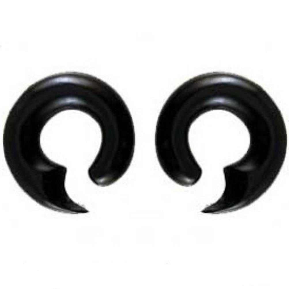 00 gauge earrings, black hoop
