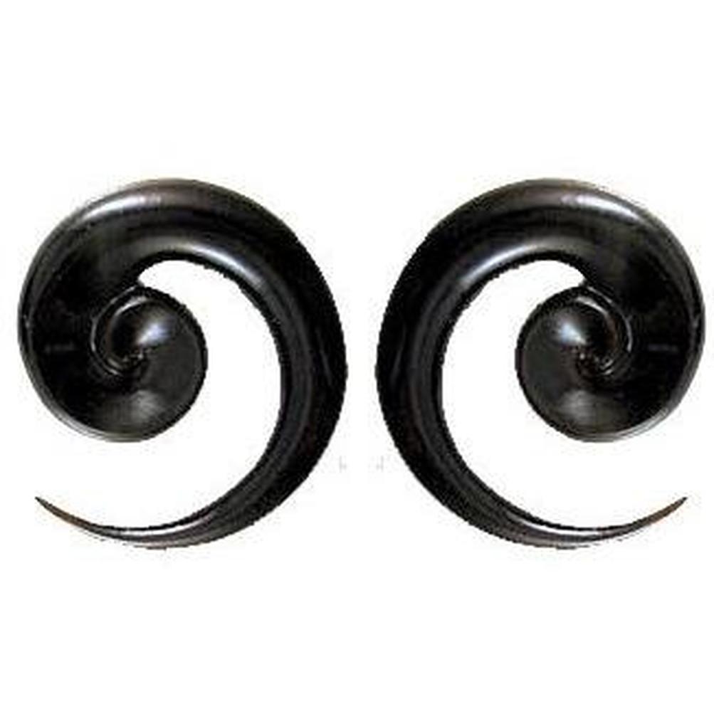 black spiral body jewelry, 0 gauge.