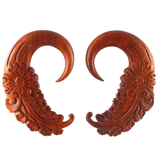 Large Wood Body Jewelry | Cloud Dream. 00 gauge Sapote Wood Earrings. 1 1/4 inch W X 2 inch L