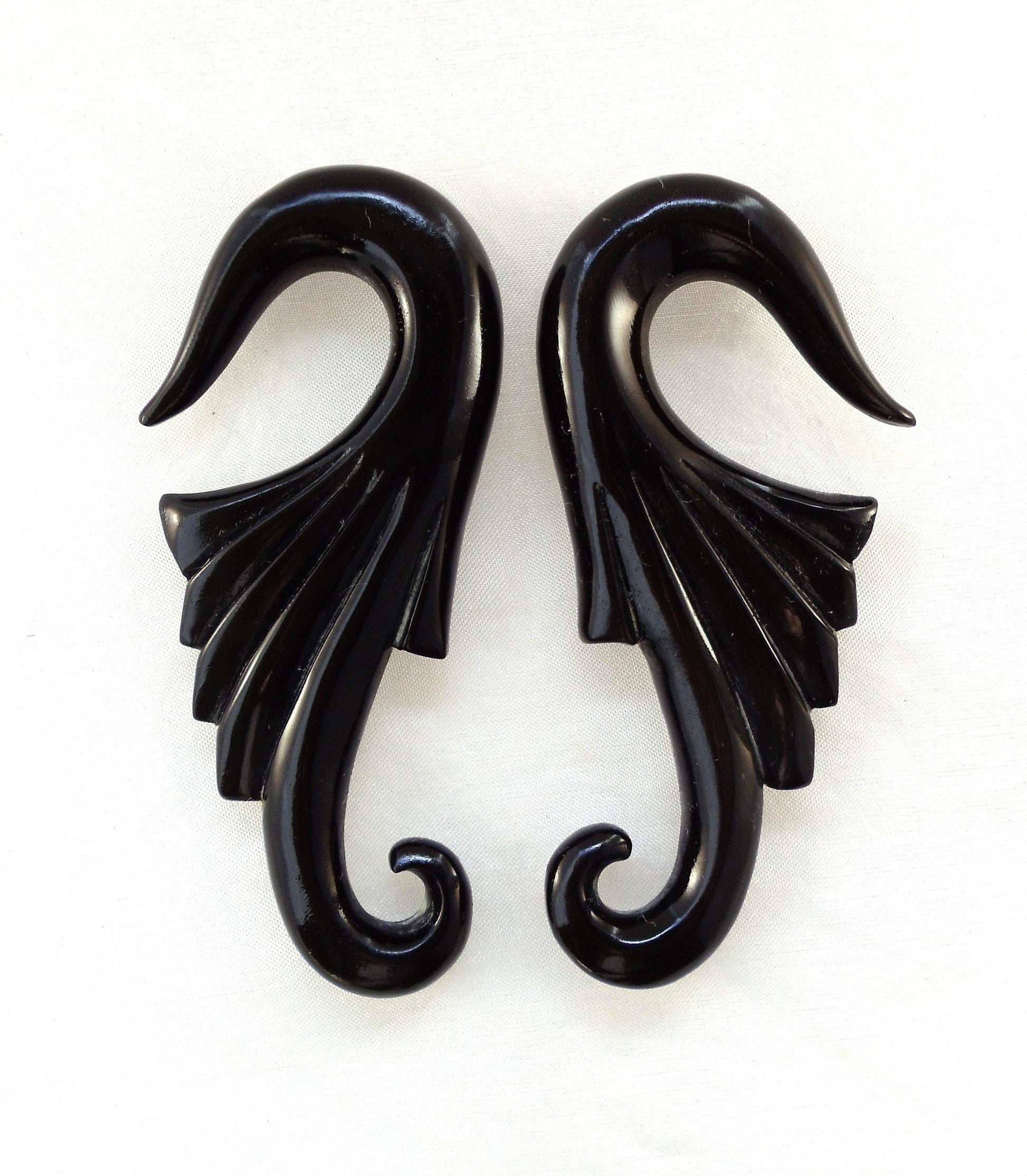 Gauges :|: Neuvo Wings, 00 gauge Horn Gauged Earrings. 1 1/8 inch W X 2 3/4 inch L. | Gauges